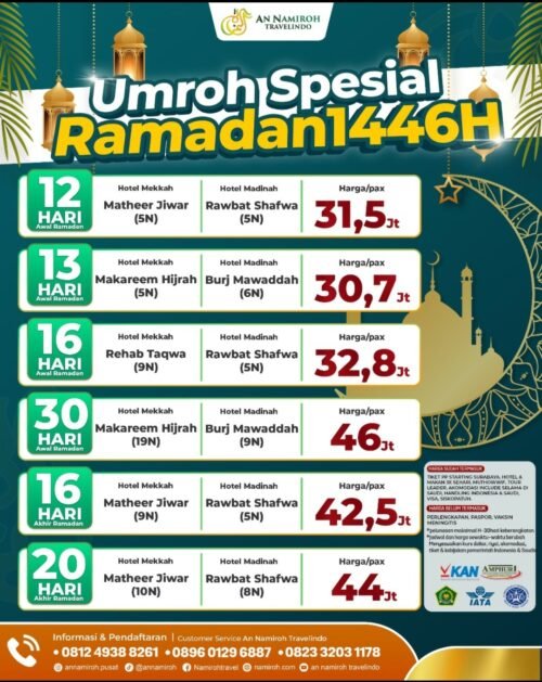 Umroh Awal Ramadhan paket 30 hari (AN NAMIROH)