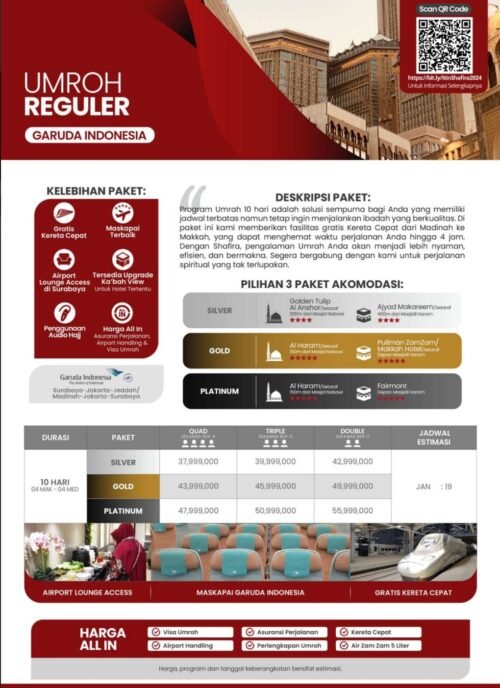 Umroh reguler garuda paket 10 hari (SHAFIRA)